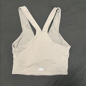 Alo Yoga Airbrush Real Bra Tank Shadow Gray XS Crop Top Racerback Sports Bra